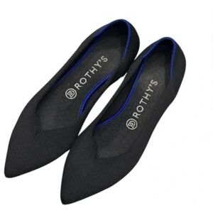 Women’s Rothy’s The Point Solid Black Slip-On Ballet Flats: Size 10
